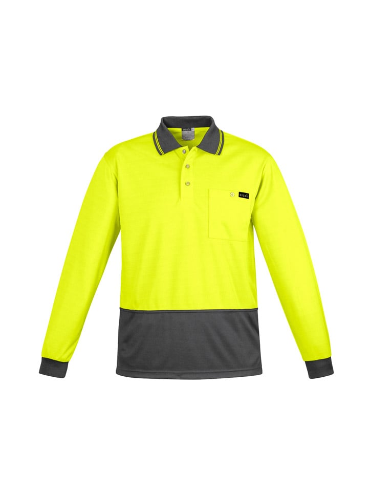 Mens Comfort Back Hi Vis Long Sleeve Polo