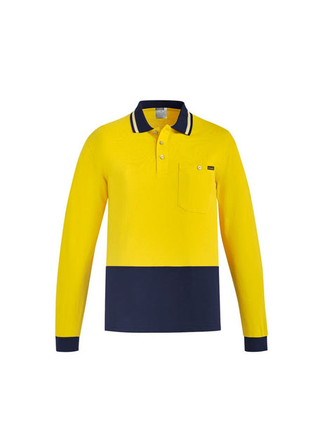 Mens Hi Vis Cotton Long Sleeve Polo