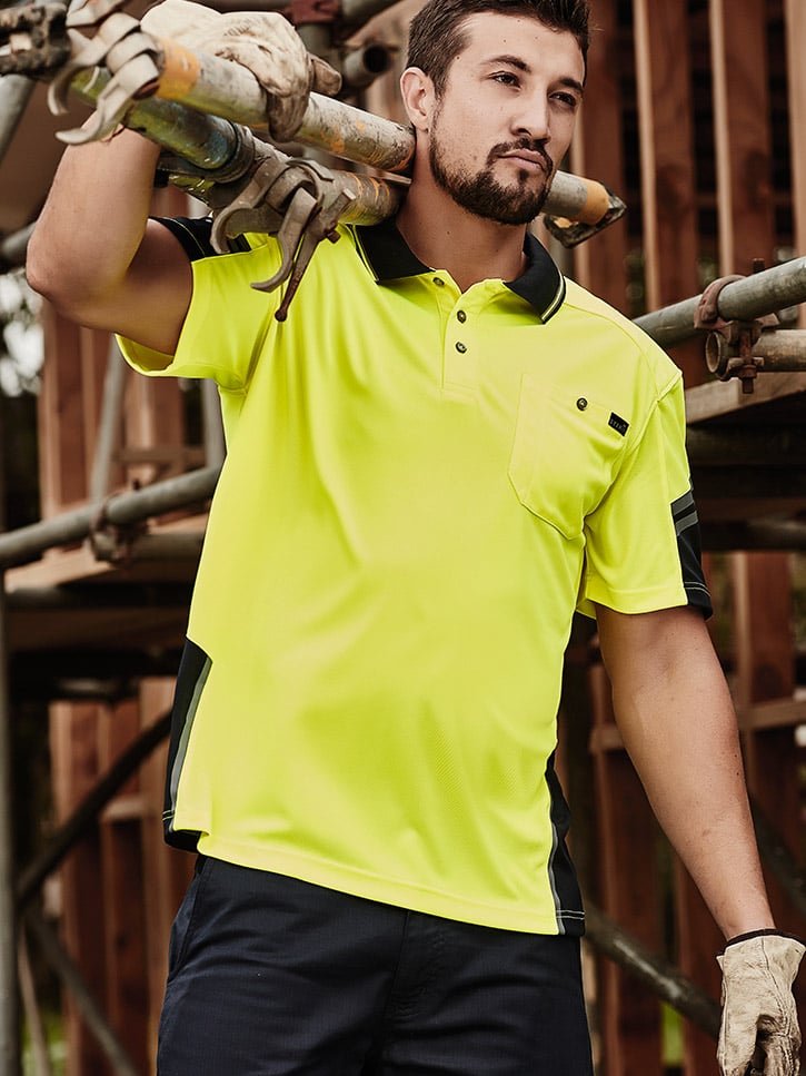 Mens Reinforced Hi Vis Squad Short Sleeve Polo