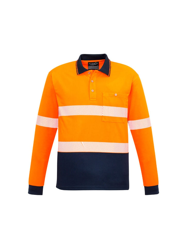 Unisex Hi Vis Segmented Long Sleeve Polo - Hoop Taped