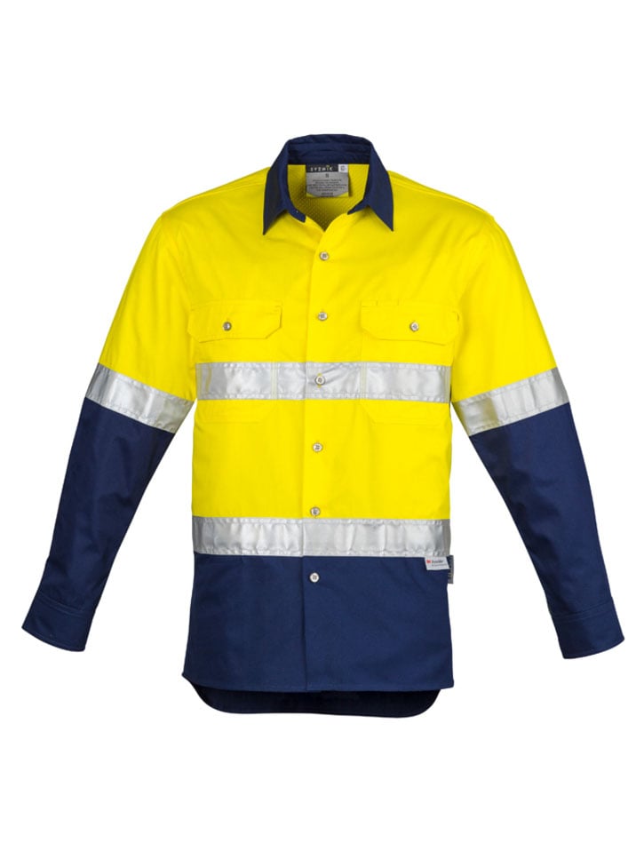 Mens Hi Vis Spliced Industrial Shirt - Hoop Taped