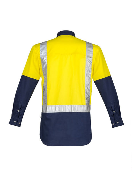 Mens Hi Vis Spliced Industrial Shirt - Shoulder Taped