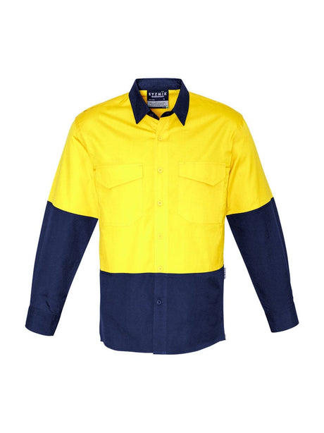 Mens Hi Vis Rugged Cooling Long Sleeve Spliced Shirt