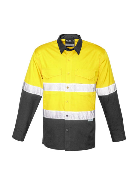 Mens Hi Vis Rugged Cooling Taped Long Sleeve Spliced Shirt