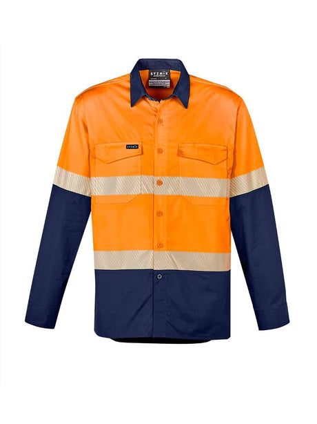 Mens Hi Vis Rugged Cooling Hi Vis Segmented Tape Long Sleeve Shirt