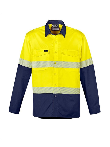 Mens Hi Vis Rugged Cooling Hi Vis Segmented Tape Long Sleeve Shirt