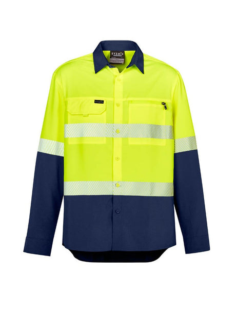 Mens Hi Vis Outdoor Segmented Tape Long Sleeve Shirt