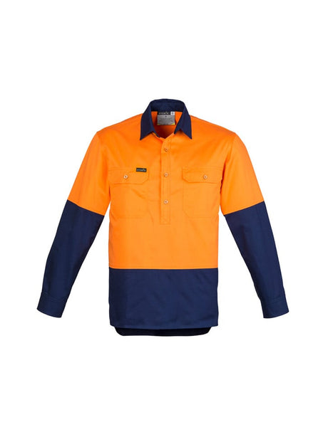 Mens Hi Vis Closed Front Long Sleeve Shirt