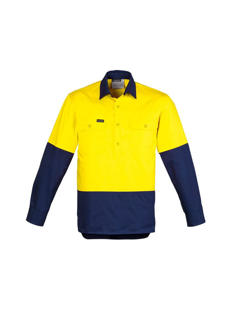 Mens Hi Vis Closed Front Long Sleeve Shirt