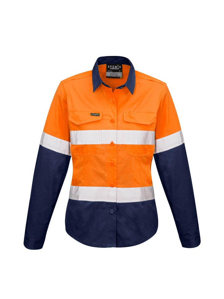 Womens Hi Vis Rugged Cooling Taped Long Sleeve Spliced Shirt