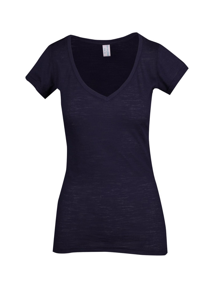 Ladies Raw Cotton Wave V-Neck Tee