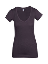 Ladies Raw Cotton Wave V-Neck Tee