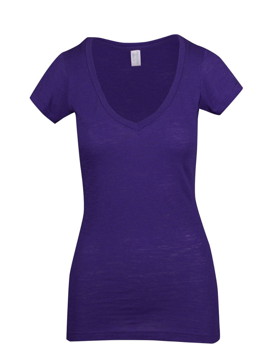 Ladies Raw Cotton Wave V-Neck Tee