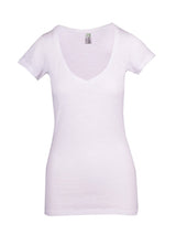 Ladies Raw Cotton Wave V-Neck Tee