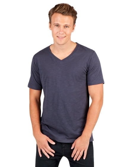 Mens Raw Cotton Wave V-Neck Tee