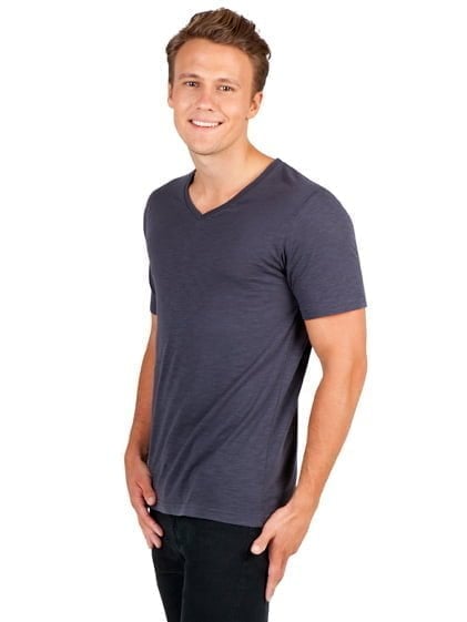 Mens Raw Cotton Wave V-Neck Tee