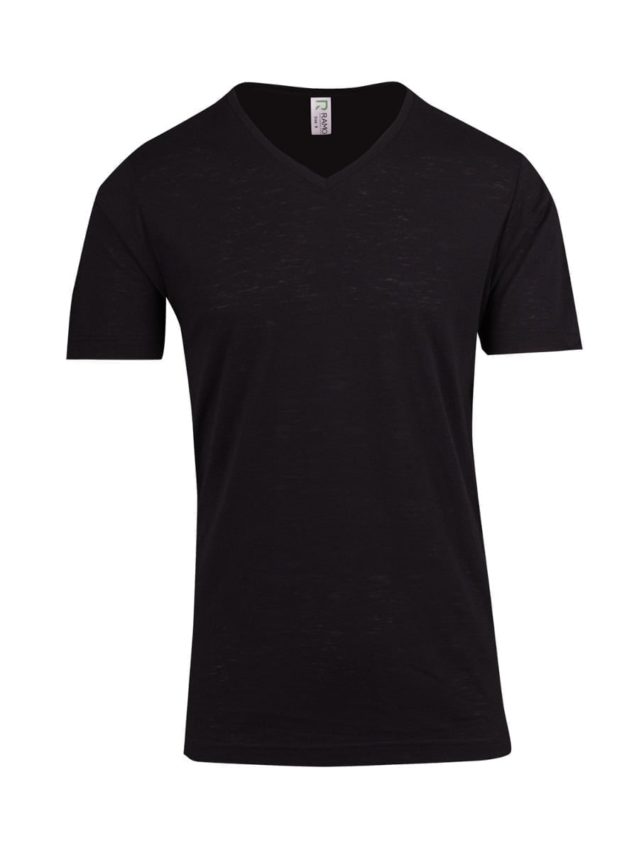 Mens Raw Cotton Wave V-Neck Tee