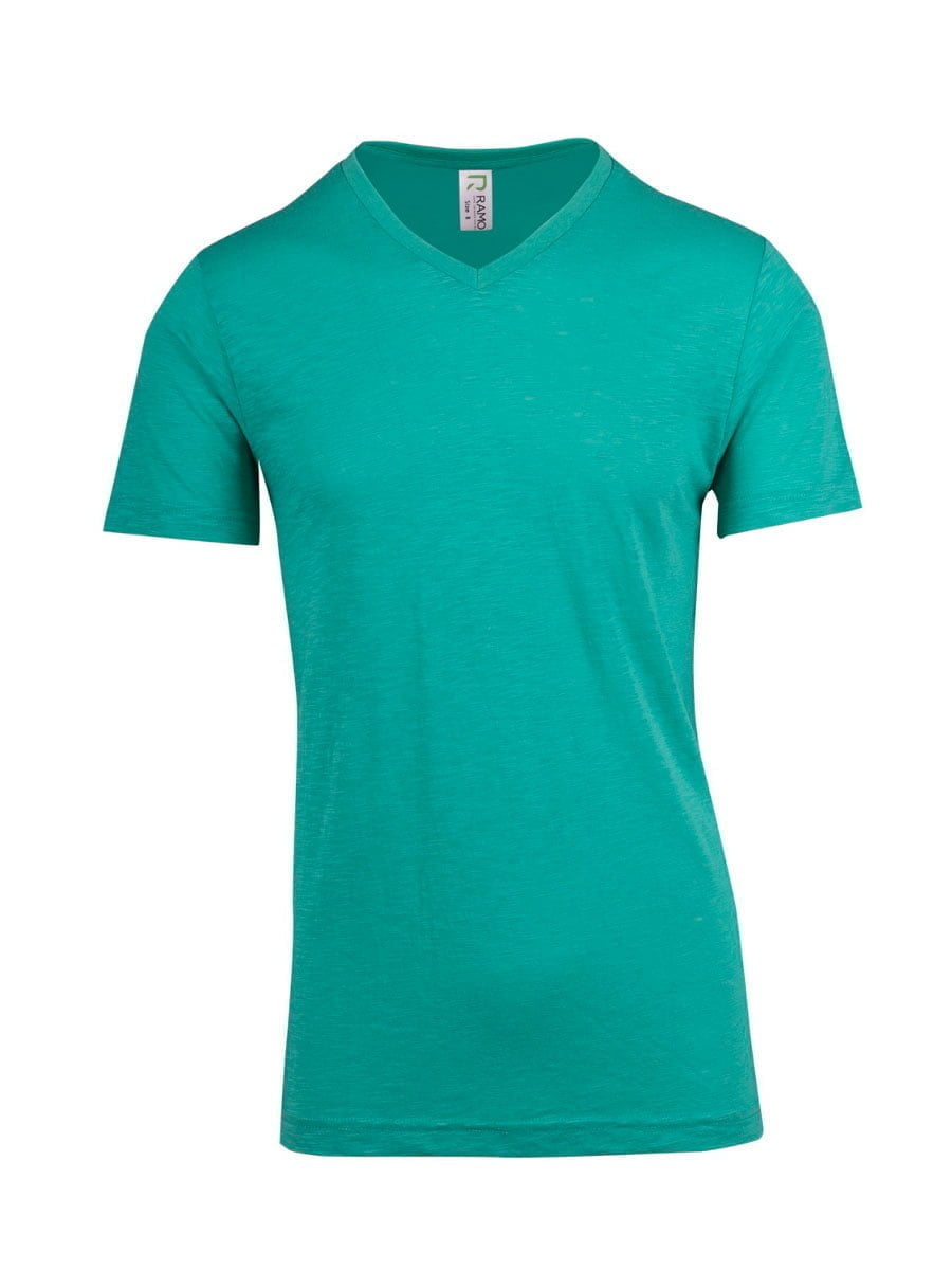 Mens Raw Cotton Wave V-Neck Tee