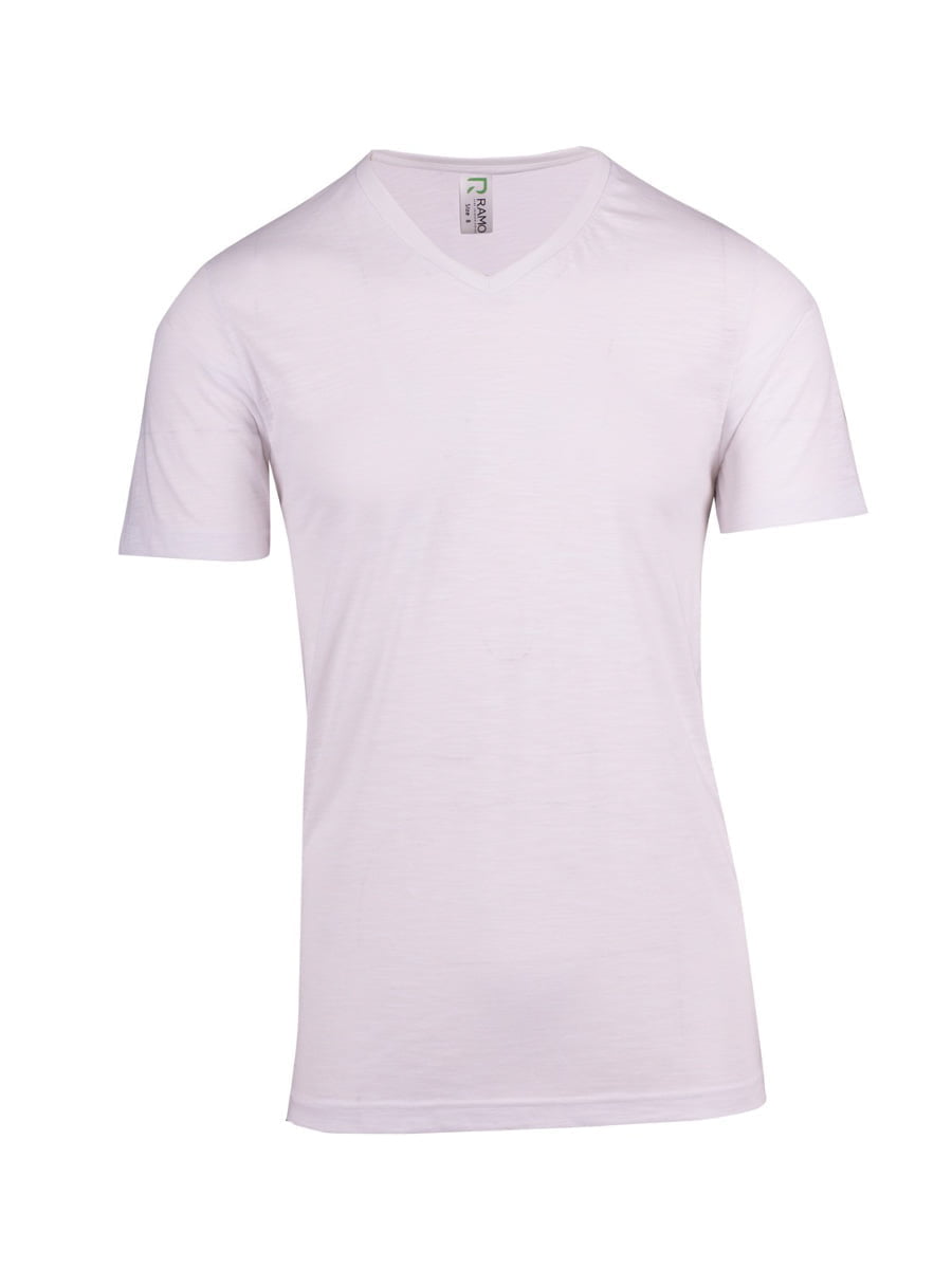 Mens Raw Cotton Wave V-Neck Tee