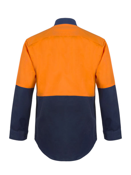 Hi Vis Long Sleeve Cotton Drill Shirt