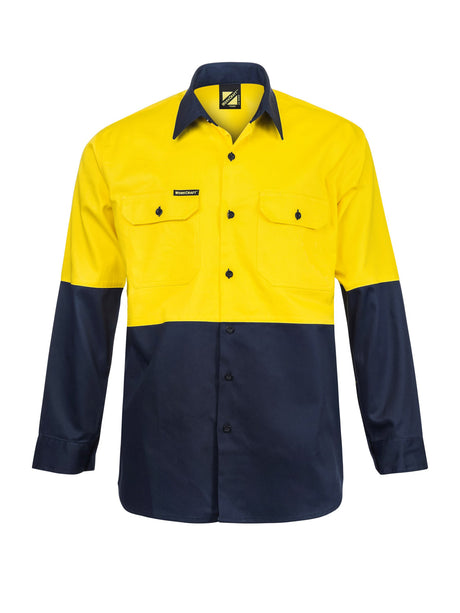 Hi Vis Long Sleeve Cotton Drill Shirt