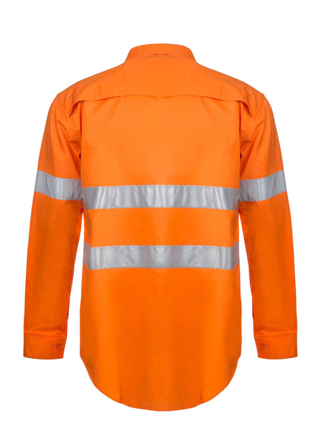 Lightweight Hi Vis Long Sleeve Vented Cotton Drill Reflective Shirt