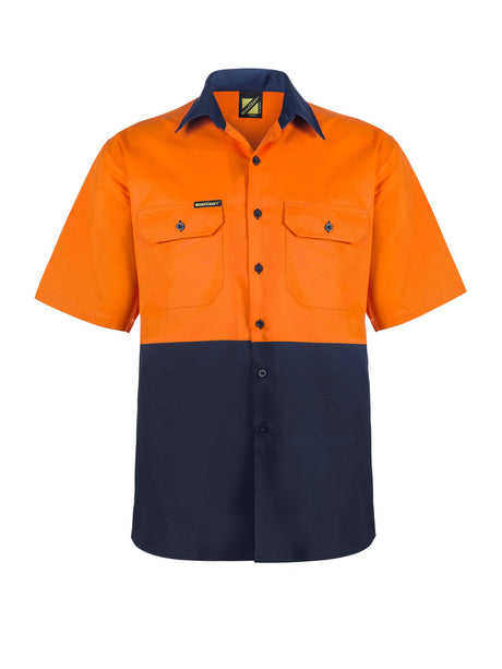 Lightweight Hi Vis Short Sleeve Vented Cotton Drill Shirt