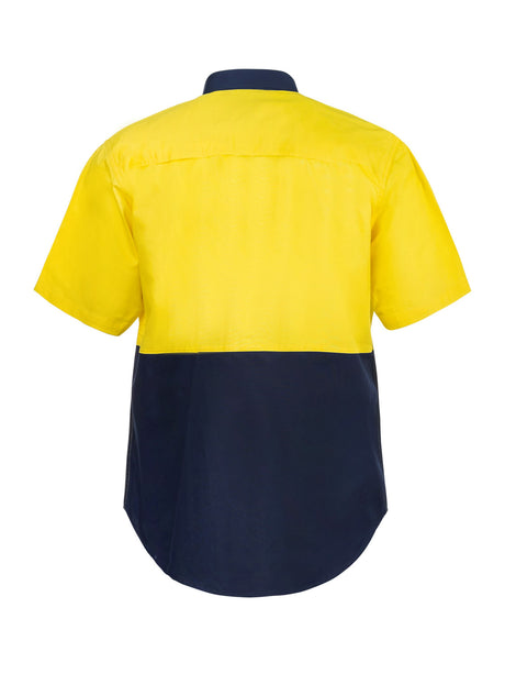 Lightweight Hi Vis Short Sleeve Vented Cotton Drill Shirt