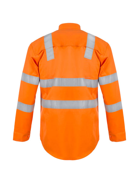 Hi Vis Vented Cotton Drill Reflective Shirt with Semi Gusset Sleeves - VIC Rail