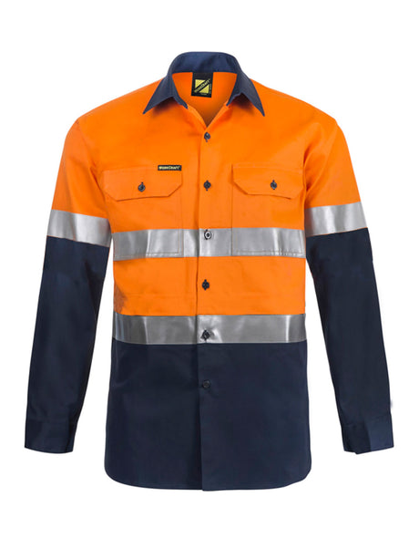 Lightweight Hi Vis Long Sleeve Vented Cotton Drill Reflective Shirt