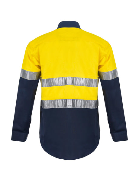 Lightweight Hi Vis Long Sleeve Vented Cotton Drill Reflective Shirt