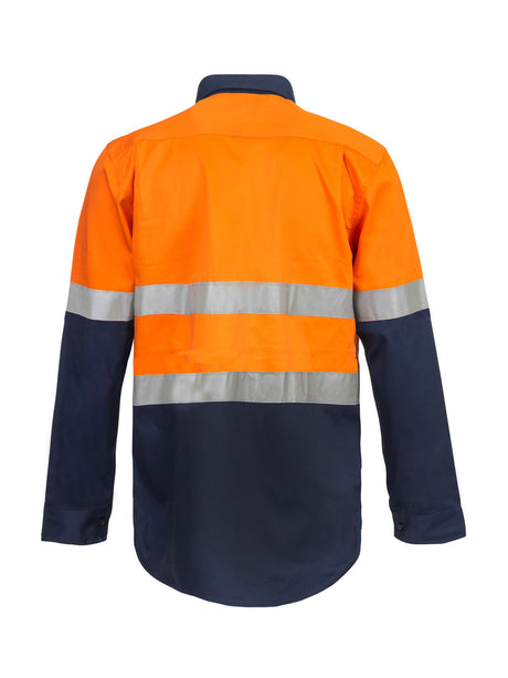 Hi Vis Closed Front Cotton Drill Reflective Shirt with Semi Gusset Sleeves