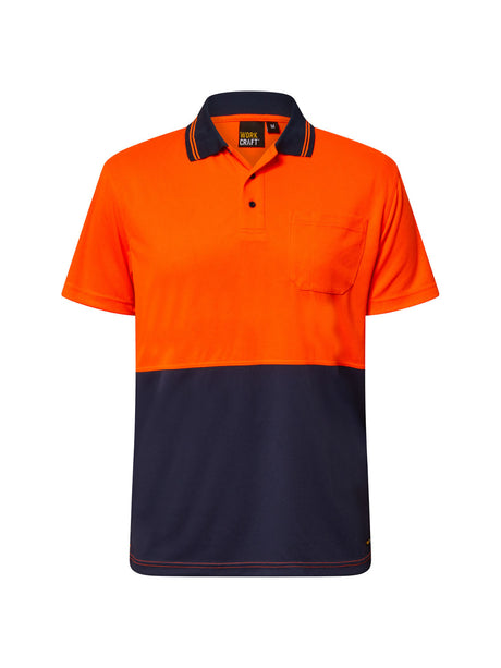 Hi Vis Short Sleeve Two Tone Micromesh Polo with Pocket