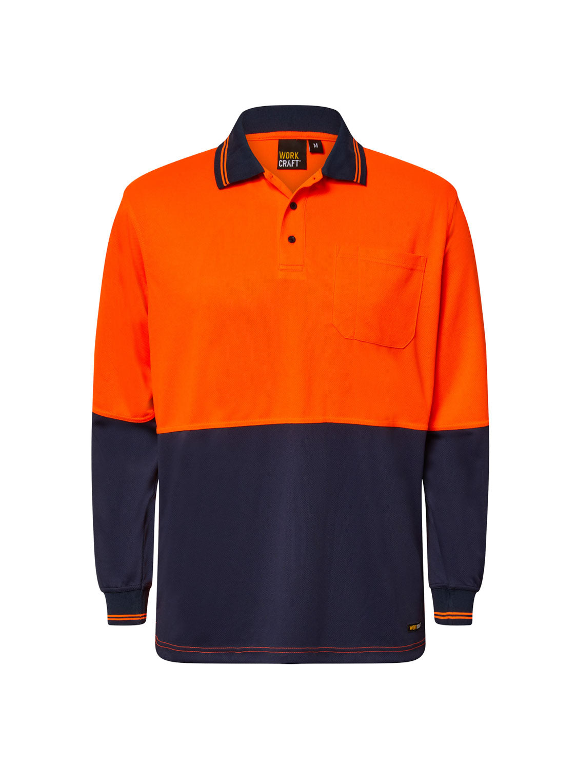 Hi Vis Long Sleeve Two Tone Micromesh Polo with Pocket