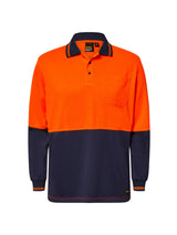 Hi Vis Long Sleeve Two Tone Micromesh Polo with Pocket