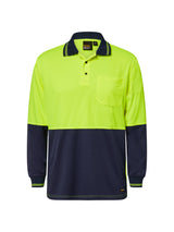 Hi Vis Long Sleeve Two Tone Micromesh Polo with Pocket