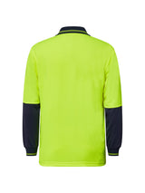 Hi Vis Long Sleeve Two Tone Micromesh Polo with Pocket