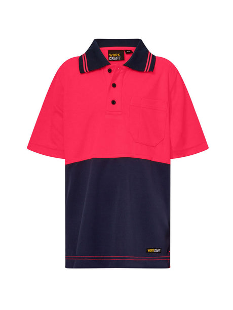 Kids Hi Vis Short Sleeve Micromesh Polo with Pocket