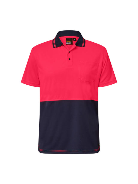 Hi Vis Short Sleeve Two Tone Micromesh Polo with Pocket